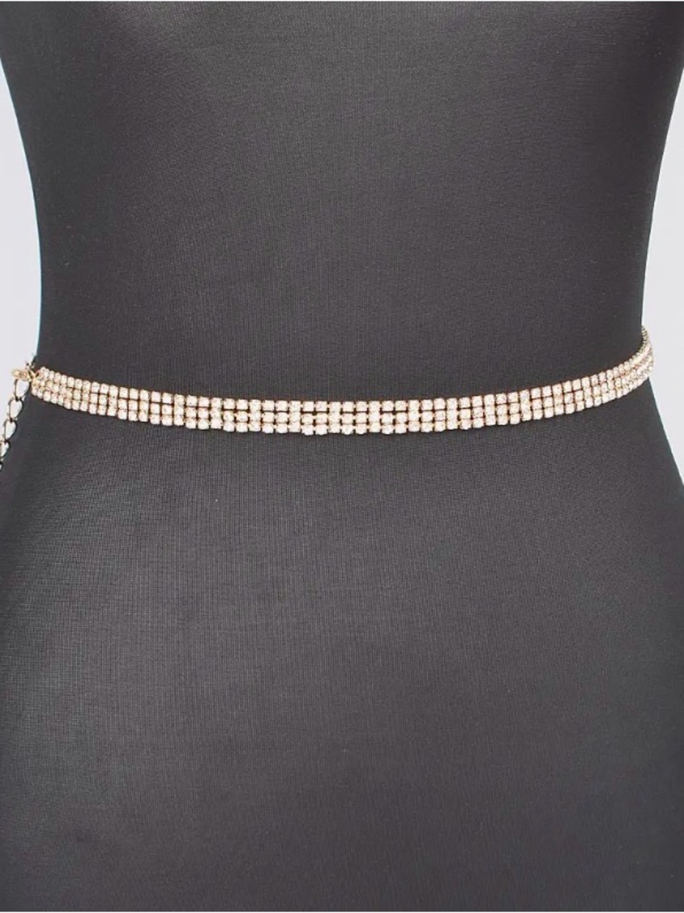 Gold Toned Rhinestone Chain Waist Belt
